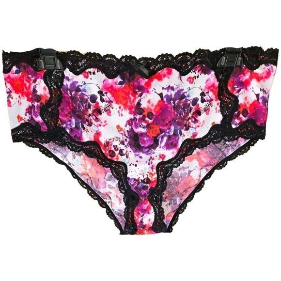TORRID Retro Chic Plus Size Bralette with Skulls & roses & matching panties Set. - Picture 3 of 13